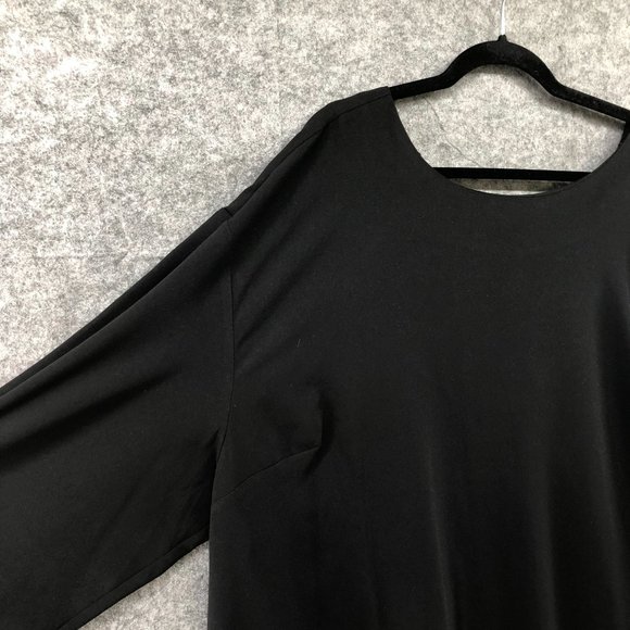 Eloquii Black Tie Sleeve Flowy Shift Dress Knee Length Plus Siz 26 LBD Formal - Picture 5 of 12